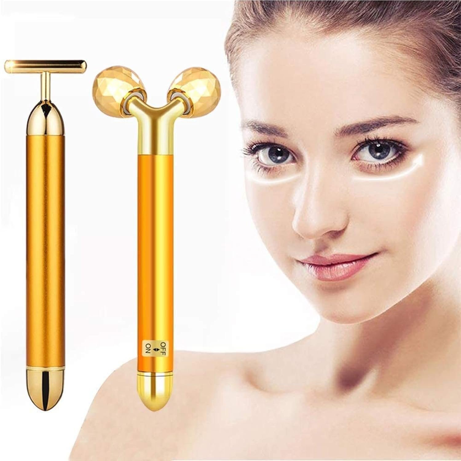 2-in-1 Gold Facial Massager Machine