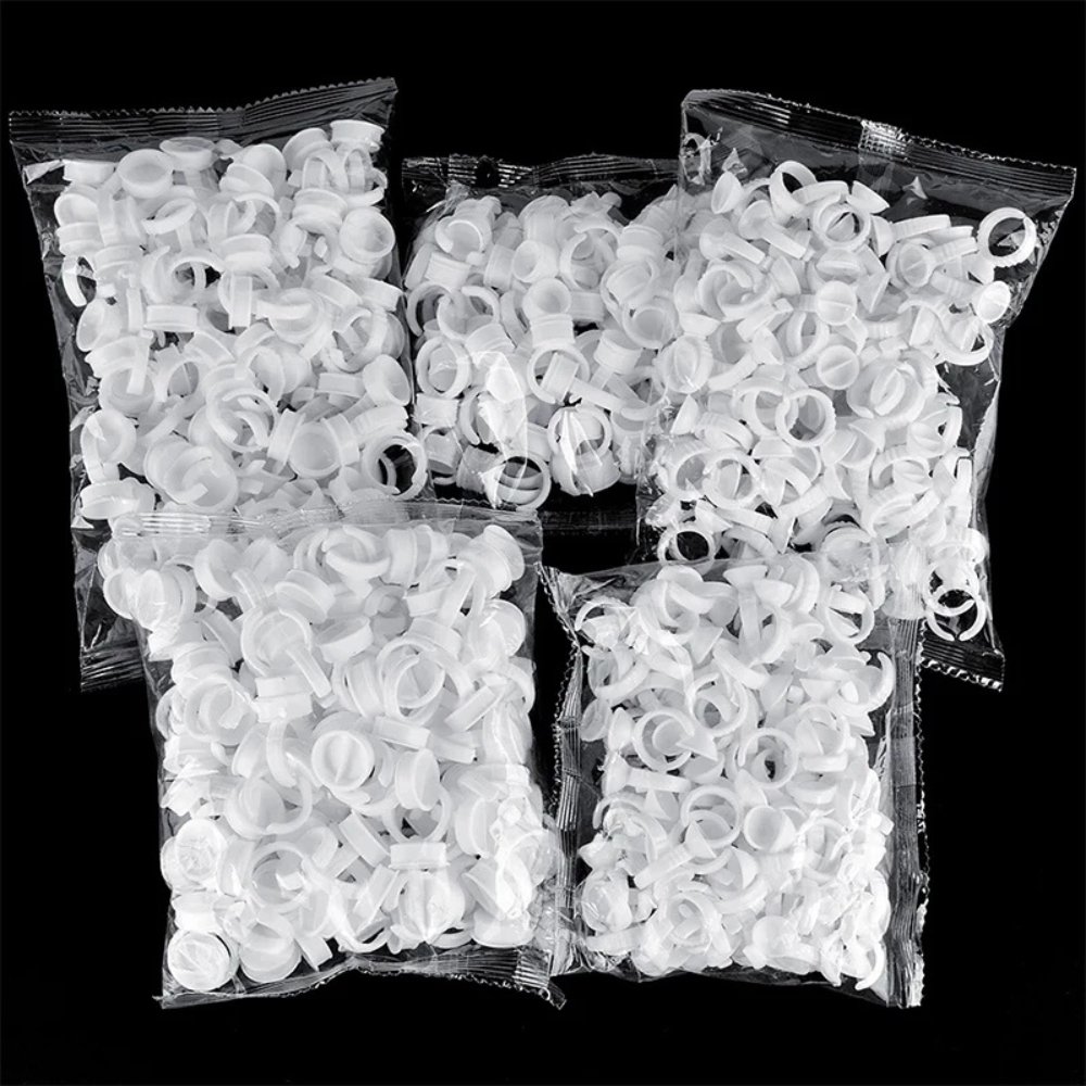 Microblading Tattoo Pigment Ink Ring – 50 Pcs PE White Color Disposable Ink Cup Rings - Image 2