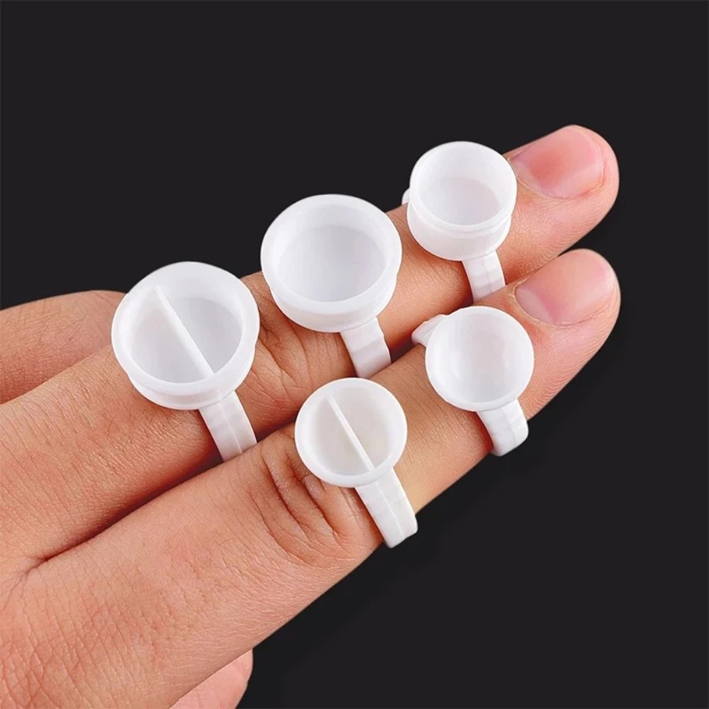 Microblading Tattoo Pigment Ink Ring – 50 Pcs PE White Color Disposable Ink Cup Rings