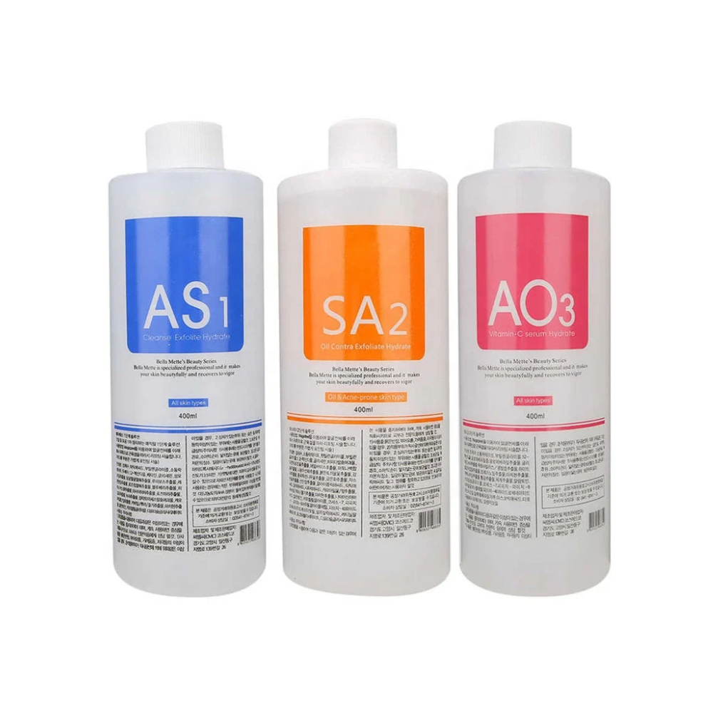 Hydra Dermabrasion Solution AS1 SA2 AO3 – 400 ml Professional Hydro Facial Liquid Serum Set