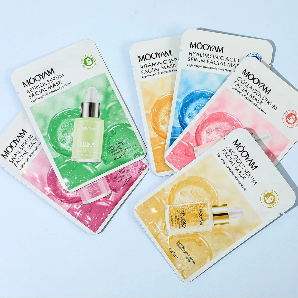 MOOYAM Face Sheet Mask for Glowing and Moisturizing Skin – 100 Pcs Pack