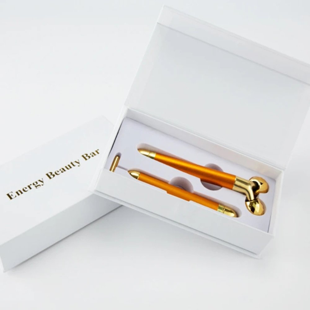 24K Gold T-Shaped and V-Face 2 in 1 PKT Electric Beauty Stick – Skin Tightening and Eye Lifting Massager